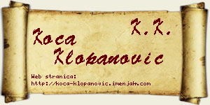 Koča Klopanović vizit kartica